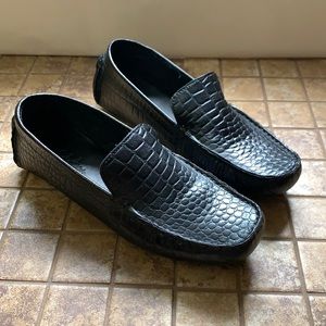 Barely Worn Cole Haan Black Croc Driving Loafers